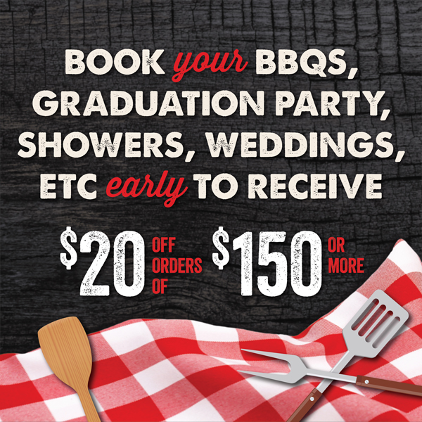 Group dining, catering, bbq catering, delivery, graduate, graduation, wedding, showers, party, parties, bbq, barbecue, bar-b-que, bar-b-cue